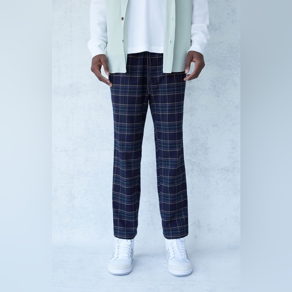 PacSun Arlo Navy Plaid Menswear Trousers Size Medium